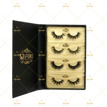 Private Label Luxury Glitter Paper private label Packaging Boxes with 5 Pairs Human Hair false Eyelashes Set